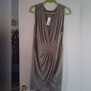 Trac Gray Draped Midi Dress                  Plus Size 3X NWT